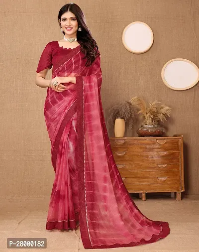 Stylish Maroon Lycra Saree with Blouse piece For Women