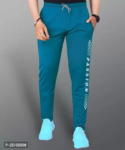 Trendy Blue Synthetic Solid Regular Fit Regular Track Pants For Men-thumb0