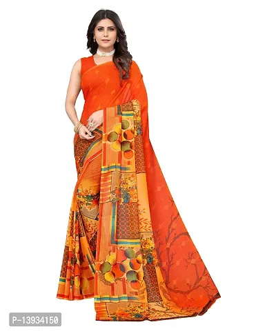 Elite Orange Linen Self Pattern Women Sarees with Blouse Piece-thumb0