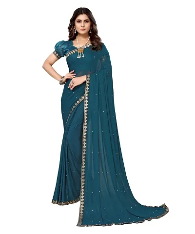 Must Have Lycra Saree with Blouse piece 