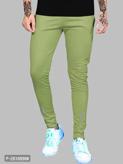 Trendy Green Synthetic Solid Regular Fit Regular Track Pants For Men