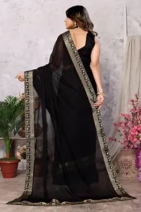 Trendy Lycra Blend Lace Saree With Blouse Material For Women-thumb3