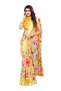 Elite Yellow Linen Self Pattern Women Sarees with Blouse Piece-thumb1
