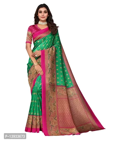 Elite Green Art Silk Self Pattern Women Sarees with Blouse Piece-thumb0