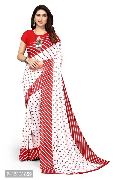 Priyashi Pure Womens Georgette Printed Saree with Blouse Piece(ZHILMIL RED_N_Free Size)-thumb0