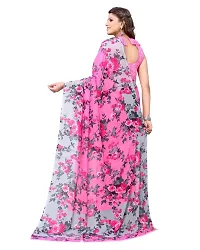 Priyashi Women's Floral Printed Georgette Saree with Unstitched Blouse Piece(HEMAXI Pink_W_Free Size)-thumb3