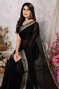 Trendy Lycra Blend Lace Saree With Blouse Material For Women-thumb2