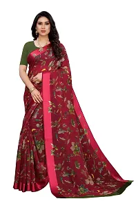 Stylish Linen Saree With Blouse Piece For Women-thumb1