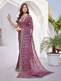 Stylish Purple Georgette Saree with Blouse piece For Women-thumb1