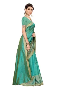 Priyashi Blend Womens Solid Cotton Silk Saree with Blouse Piece(CHANDRAYAAN Green_Free Size)-thumb2