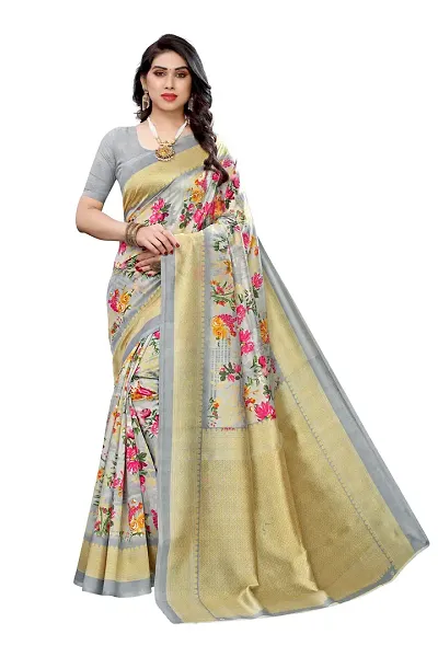 Beautiful Art Silk Printed Saree with Blouse piece