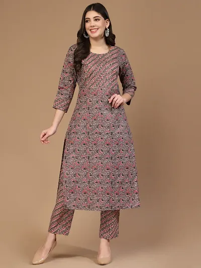 Trendy Cotton Blend Straight Kurta Pant Dupatta Set