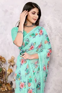 Trendy Printed Georgette Saree With Blouse Material For Women-thumb2