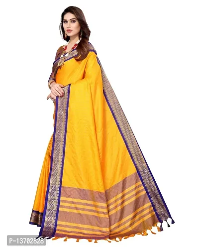 Stylish Cotton Silk Saree With Blouse Piece For Women-thumb2