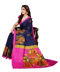 Elite Navy Blue Art Silk Self Pattern Women Sarees with Blouse Piece-thumb3