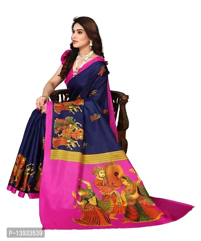 Elite Navy Blue Art Silk Self Pattern Women Sarees with Blouse Piece-thumb4