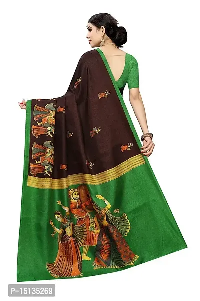 Priyashi Knit Womens Art Silk Printed Saree with Blouse Piece(RAJARANI Coffee_Free Size) Brown-thumb4