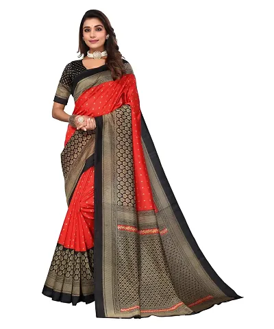 POSHYAA FASHION Women Art Silk Printed Saree With Unstiched Blouse Piece