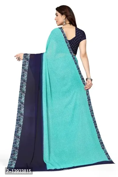 Elite Green Georgette Self Pattern Women Sarees with Blouse Piece-thumb5