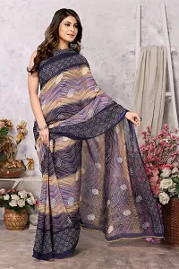 Trendy Printed Georgette Saree With Blouse Material For Women-thumb1