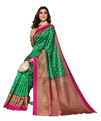 Elite Green Art Silk Self Pattern Women Sarees with Blouse Piece-thumb2