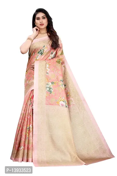 Elite Pink Art Silk Self Pattern Women Sarees with Blouse Piece