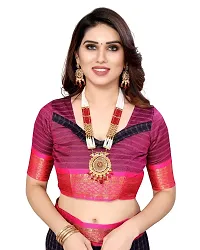Stylish Cotton Silk Saree With Blouse Piece For Women-thumb4