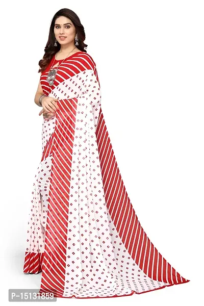 Priyashi Pure Womens Georgette Printed Saree with Blouse Piece(ZHILMIL RED_N_Free Size)-thumb3