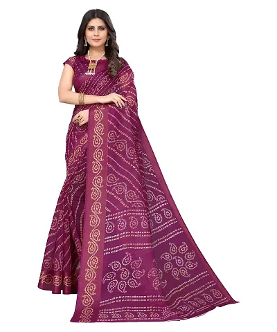 Cotton Bandhani Printed Sarees with Blouse piece