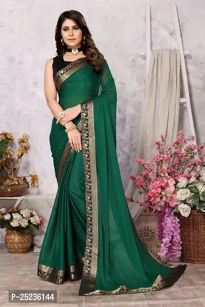 Trendy Lycra Blend Lace Saree With Blouse Material For Women-thumb0