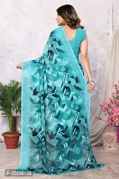 Trendy Printed Georgette Saree With Blouse Material For Women-thumb4