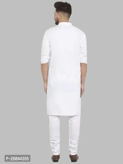Stylish White Cotton Blend Solid Kurtas For Men-thumb4
