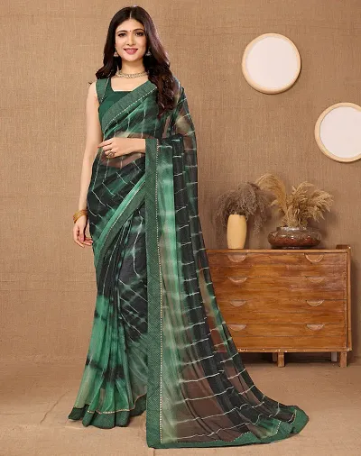 New In Lycra Saree with Blouse piece 