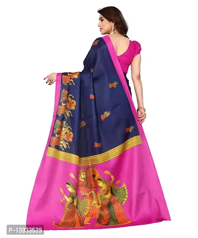 Elite Navy Blue Art Silk Self Pattern Women Sarees with Blouse Piece-thumb3