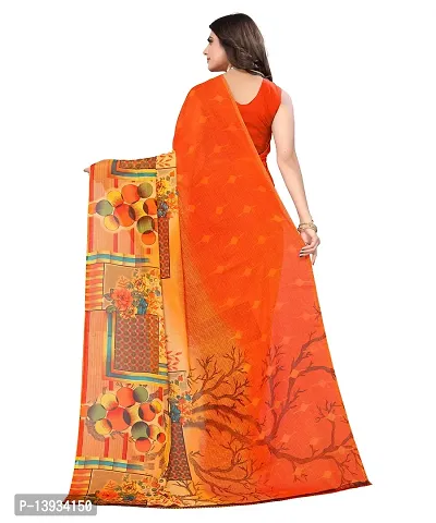 Elite Orange Linen Self Pattern Women Sarees with Blouse Piece-thumb4