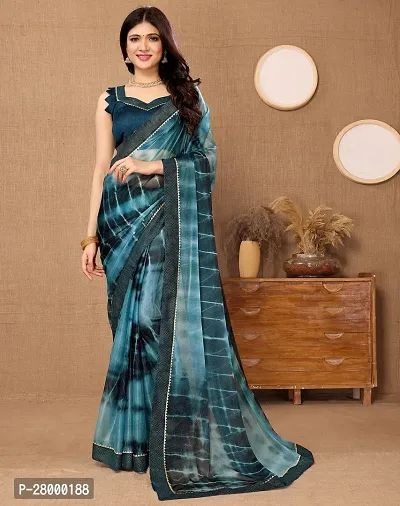 Stylish Blue Lycra Saree with Blouse piece For Women