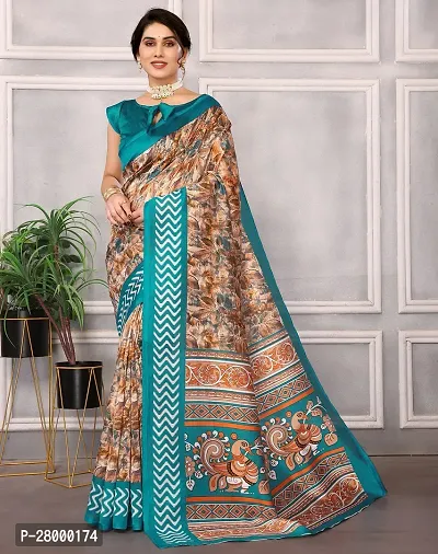 Stylish Blue Art Silk Saree with Blouse piece For Women