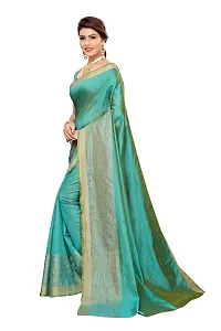 Priyashi Blend Womens Solid Cotton Silk Saree with Blouse Piece(CHANDRAYAAN Green_Free Size)-thumb1
