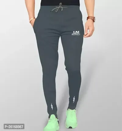 Trendy Grey Synthetic Solid Regular Fit Regular Track Pants For Men-thumb0