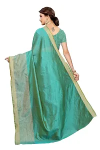 Priyashi Blend Womens Solid Cotton Silk Saree with Blouse Piece(CHANDRAYAAN Green_Free Size)-thumb3