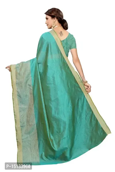 Priyashi Blend Womens Solid Cotton Silk Saree with Blouse Piece(CHANDRAYAAN Green_Free Size)-thumb4