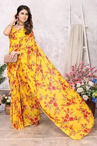 Trendy Printed Georgette Saree With Blouse Material For Women-thumb3
