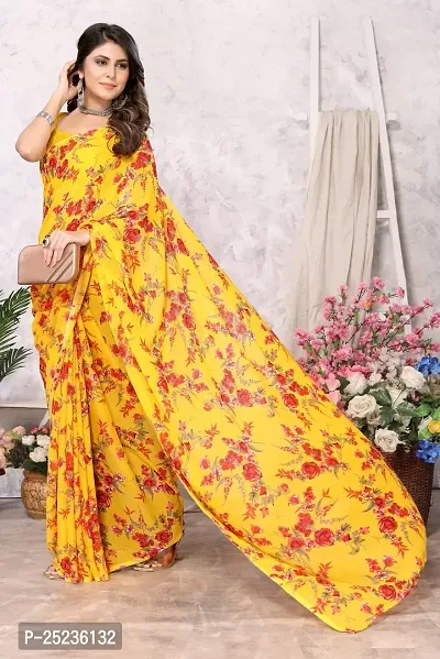 Trendy Printed Georgette Saree With Blouse Material For Women-thumb4