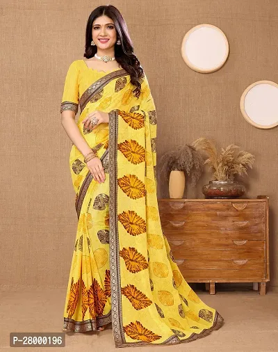 Stylish Yellow Georgette Saree with Blouse piece For Women