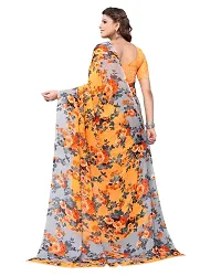 Priyashi Women's Floral Printed Georgette Saree with Unstitched Blouse Piece(HEMAXI Orange_W_Free Size)-thumb3