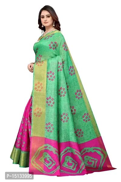 Priyashi Womens Linen Blend Printed Saree With Blouse Piece(NIYATI PINK_Free Size)-thumb2