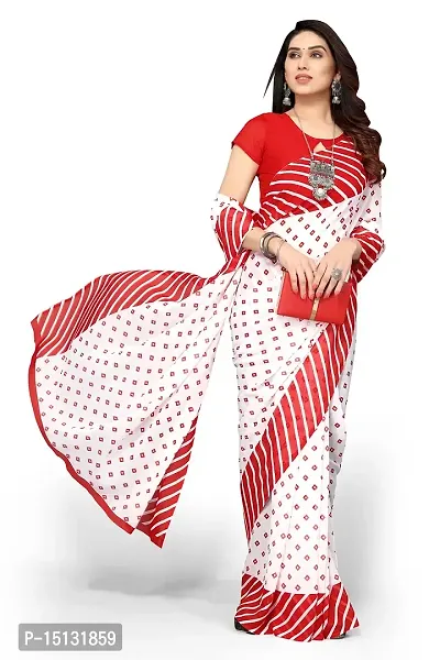 Priyashi Pure Womens Georgette Printed Saree with Blouse Piece(ZHILMIL RED_N_Free Size)-thumb2