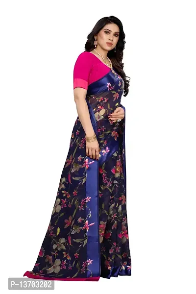 Stylish Linen Saree With Blouse Piece For Women-thumb3