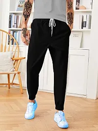 Trendy Black Synthetic Solid Regular Fit Regular Track Pants For Men-thumb3