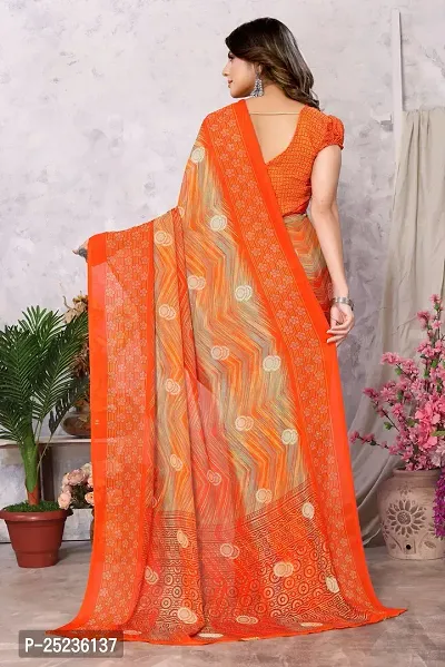 Trendy Printed Georgette Saree With Blouse Material For Women-thumb4